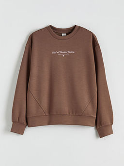 Bask?l? K?z ?ocuk Sweatshirt