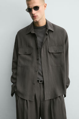 CAMISA FLUIDA RELAXED FIT / Gris antracita - Zara фото 6