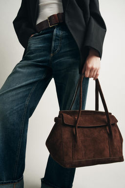 SPLIT SUEDE LEATHER CITY BAG