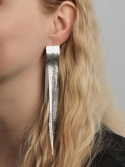 Серьги висячие «Голливуд» блеск нитей, цвет серебро, 14.5 см