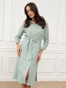 Платье-рубашка женская Лен Зеленый