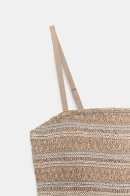 VESTIDO MIDI NIDO DE ABEJA BORDADOS / Beige oscuro - Zara фото 10