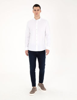 Beyaz Slim Fit Uzun Kollu G_mlek