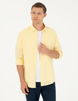 Sar_ Keten Kar___ml_ Slim Fit Uzun Kollu G_mlek