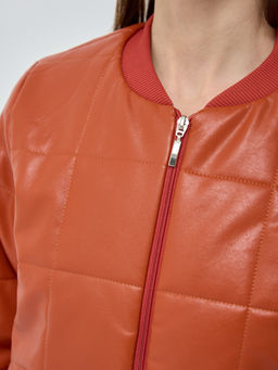 Бомбер стеганый из эко-кожи OD-652-2 - Tantino фото 8