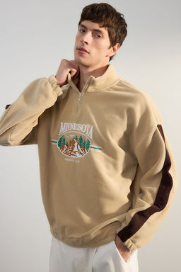 TRENDYOL MAN Antrasit Unisex Oversize/Genis Kesim Dik Yaka Fermuarl? Anti-pilling Polar Sweatshirt TMNAW24SW00034 - Trendyolmilla фото 3