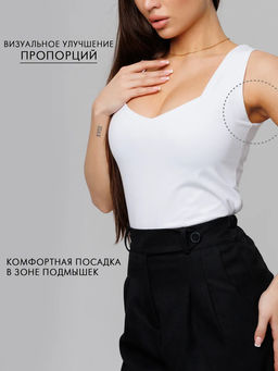 Женский топ с фигурным вырезом Lingeamo белый ЛТ-08 (1)  фото 14