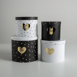 Набор коробок для цветов 4 в 1, упаковка подарочная, Чёрно-белый, 14?14?13 см - 20?20?17.5 см