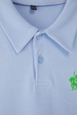 Bebe Mavisi Erkek Cocuk %100 Pamuk Bask?l? Polo Yaka Orme T-Shirt TKDSS25TS00081 - Trendyolmilla фото 7