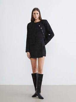 Beli Fermuarl? Dokulu T?vit ?ort Etek