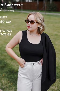 Майка базовая в рубчик черная