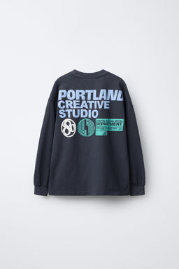 T-SHIRT WITH RAISED SLOGAN - Zara фото 2