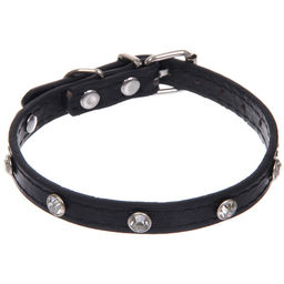 Цена за 4 шт. Ошейник для собак и кошек со стразами "На стиле", цвет черный, 1см, размер XS, 20*25см (лейбл)