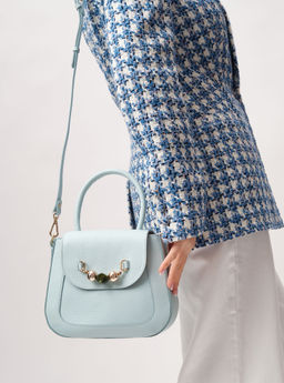 Кожаная сумка Deboro 30739 голубой айсберг