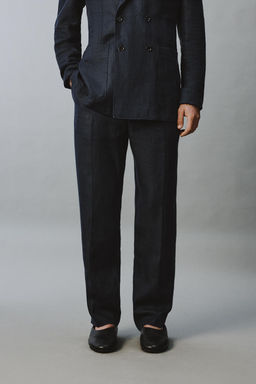 PANTAL?N TRAJE 100% LINO ESPIGA / ?ndigo