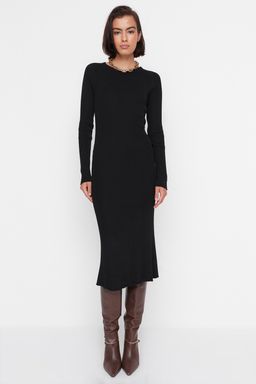 TRENDYOLMILLA Lacivert Midi Triko Basic Elbise TWOAW23EL00023  фото 3