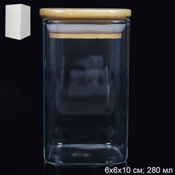 Банка квадратная бамбуковая крышка 280 мл диаметр 60/10 см / LCSC2917 /уп 100/ - ГалеонТрейд фото 5
