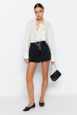 Siyah More Sustainable Mini Denim Sort Etek TWOSS23SR00190