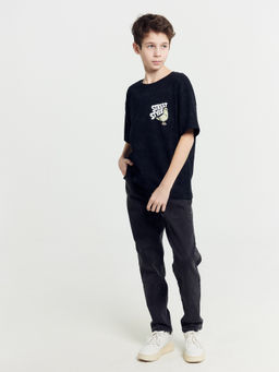 Футболка для мальчиков черная с рисунком тай-дай и печатью - Mark formelle фото 4