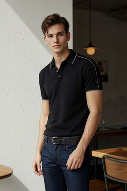 Siyah Regular/Normal Kesim Biyeli %100 Pamuk Polo Yaka T-shirt TMNSS25PO00015 - Trendyolmilla фото 2