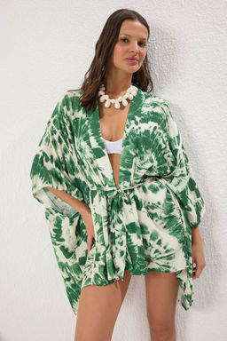 Soyut Desenli Mini Dokuma Kusakl? Plaj Kimono&Kaftan TBESS25KM00008