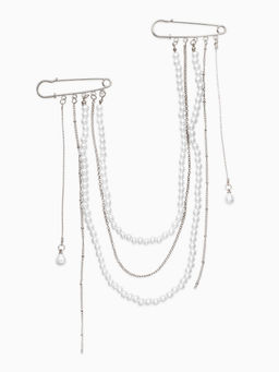 Булавки "Аксельбант", жемчуг, цвет белый в серебре