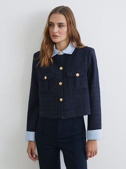 G?mlek Yaka Kad?n T?vit Ceket