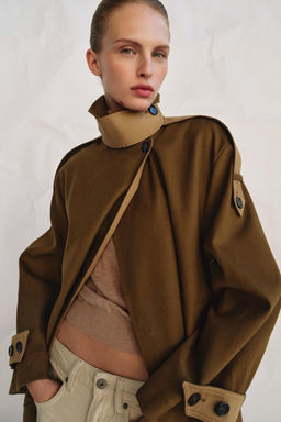 TRENCH LARGO COMBINADO ZW COLLECTION / Camel medio - Zara фото 2