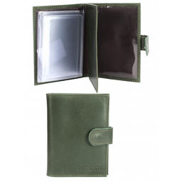 Обложка для авто+паспорт-Croco-ВП-1021 с хляст, натуральная кожа зеленый тем пулл-ап (205) 263967