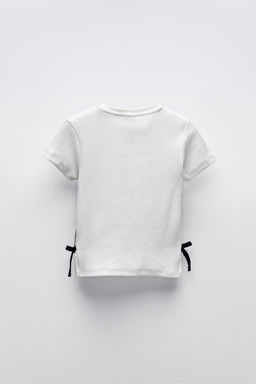 RIBBED T-SHIRT WITH STRIPES AND BOWS - Zara фото 7