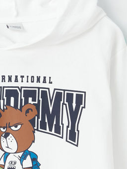 Bask?l? Uzun Kollu Erkek ?ocuk Hoodie - Waikiki фото 2