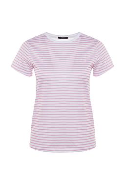 TRENDYOLMILLA Kahverengi-Bej-Haki Cizgili 3lu Paket Basic Bisiklet Yaka Orme T-Shirt TWOSS20TS0146 фото 22