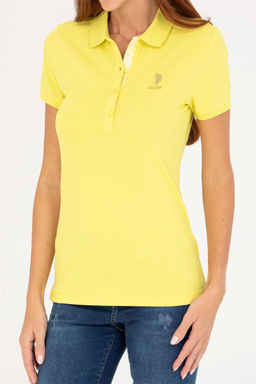 Женская неоново-желтая базовая футболка с воротником-поло Неожиданная скидка в корзине - U.s. polo assn фото 6