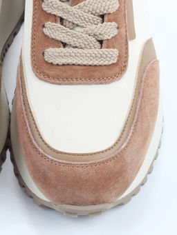 04-PDJ96-1 BEIGE/LT. BEIGE Кроссовки демисезонные женские (натуральная замша, натуральная кожа, текстиль)