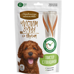 Деревенские лакомства Чистим зубы д/с Твистер с говядиной 90г