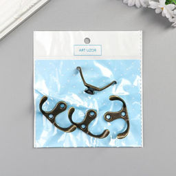 Крючок металл двойной, набор 4 шт., бронза, 4.5×3 см