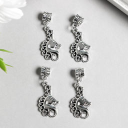 Бейл с подвеской металл для творчества «Голова единорога», серебро набор 4 шт., 3.6 см