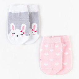 Носки для девочки «Крошка Я. Зайчонок», 2 пары, розовые, серые, 8-10 см