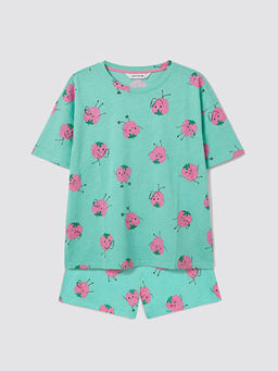 Bisiklet Yaka Desenli Kad?n Pijama Tak?m?