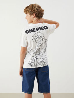 Bisiklet Yaka One Piece Bask?l? Erkek ?ocuk Ti??rt