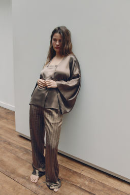 WRAPOVER LINEN BLEND SHIRT