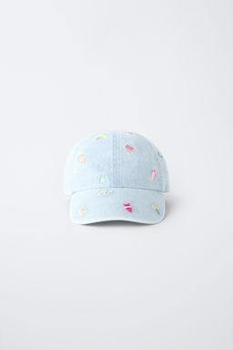 GORRA DENIM BORDADOS VERANO / Azul claro