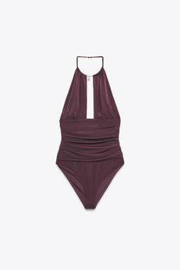 JEWEL DRAPED HALTERNECK BODYSUIT - Zara фото 5