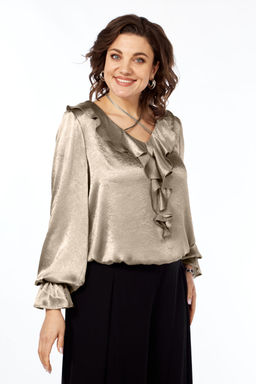 Блуза Olga Style С889 темный беж-зелень