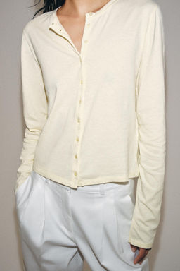 CAMISETA ALGOD?N 100% BOTONES / Amarillo - Zara фото 6
