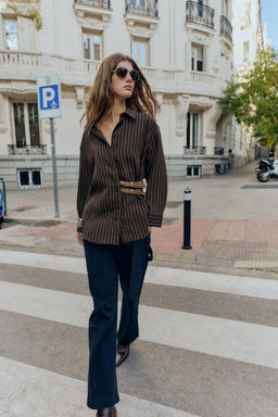 STRIPED SHIRT WITH BUCKLES