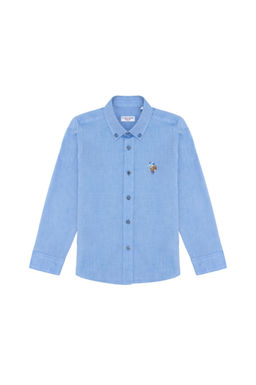 Темно-синяя базовая рубашка с длинным рукавом для мальчиков - U.s. polo assn фото 6