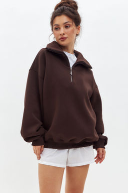 Толстовка женская из футера начес Комфорт шоколад макси