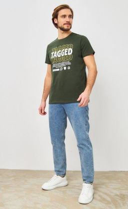 Футболка мужская с принтом P411-06-847 хаки