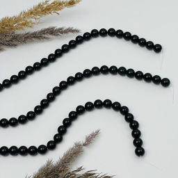 Бусины для украшений из черного Обсидиана (36 бусин) 37 см